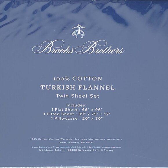 Brooks Brothers 100% Cotton Turkish Flannel Twin Sheet Set - Picture 5 of 7